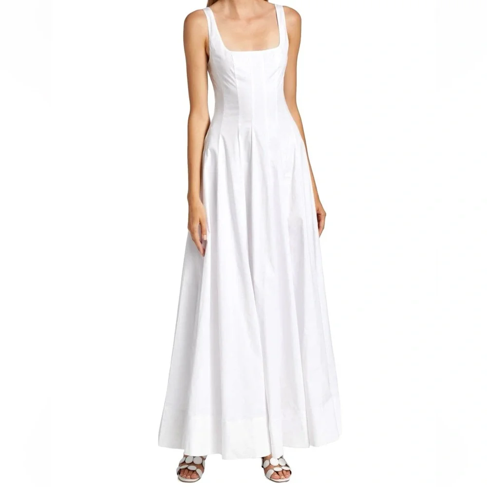 🌺🎉HP🎉🌺 NWT Staud Wells Maxi Dress White - Picture 14 of 16